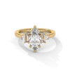 1.85 CT Marquise Cut Lab-Grown Diamond Three-Stone Ring with Emerald & Round Accents