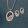 3.84 CT Multi-Shape Lab-Grown Diamond Oval Halo Pendant & Earring Set