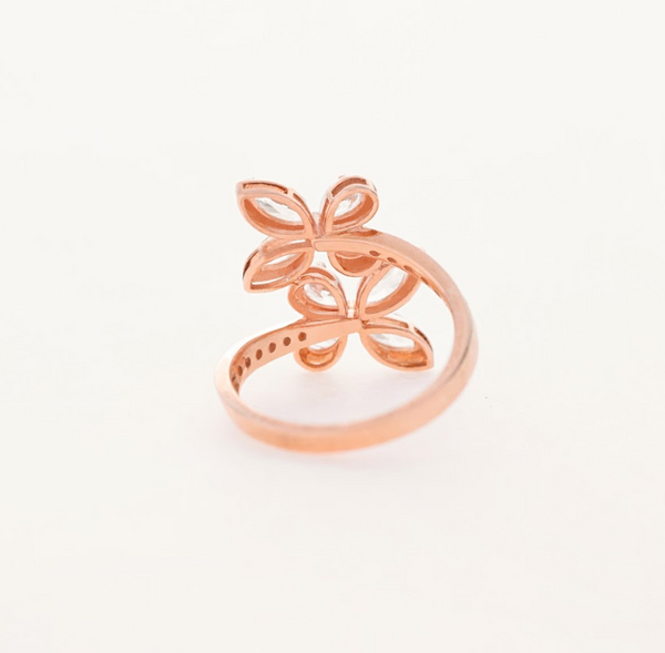 1.05 CT Total Pear & Marquise Lab-Grown Diamond Floral Wrap Ring