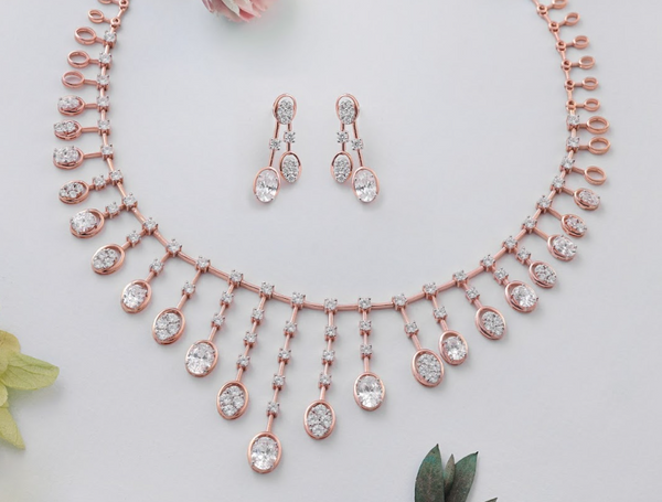 13.64 Ct Round Lab-Grown Diamond Designer Necklace & Earring Set