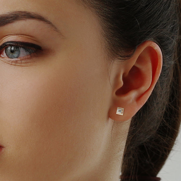 2.29 CT Princess Cut Halo CVD Lab-Grown Diamond Stud Earrings