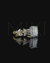 4.92 CTW Emerald & Pear Cut Lab-Grown Diamond Nature-Inspired Engagement Ring