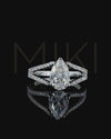 2.35 CTW Pear Cut Pavé Split Shank Lab-Grown Diamond Engagement Ring