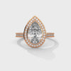 2.34 CT Total Pear Cut Lab-Grown Diamond Halo Ring with Pave Band