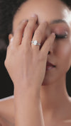 2.57 CT Total Oval Lab-Grown Diamond Engagement Ring with Split Pavé Band