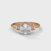 2.31 CT Asscher Cut Lab-Grown Diamond Three-Stone Ring with Emerald Side Stones