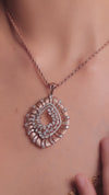 4.93 CT Multi-Shape Lab-Grown Diamond Textured Halo Pendant & Earring Set