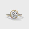 2.34 CT Total Round Lab-Grown Diamond Halo Engagement Ring with Pave Band