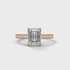 2.24 CT Emerald Cut Lab-Grown Diamond Solitaire Ring with Pavé Band