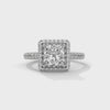 2.57 CT Princess Cut Lab-Grown Diamond Halo Ring with Pavé Band