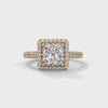 2.57 CT Princess Cut Lab-Grown Diamond Halo Ring with Pavé Band
