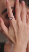 0.90 CT Total Pear Lab-Grown Diamond Double Heart Halo Ring