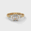 1.50 CT Emerald Cut Lab-Grown Diamond Three-Stone Ring with Pear Side Stones
