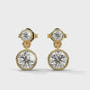 1.16 CT Round Bezel-Set Drop CVD Lab-Grown Diamond Earrings