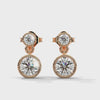 1.16 CT Round Bezel-Set Drop CVD Lab-Grown Diamond Earrings