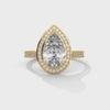 2.34 CT Total Pear Cut Lab-Grown Diamond Halo Ring with Pave Band