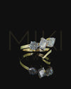 2.47 CTW Emerald & Pear Cut CVD Lab-Grown Diamond Three-Stone Bypass Ring