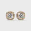 2.24 CT Cushion Cut Halo CVD Lab-Grown Diamond Stud Earrings