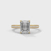 2.24 CT Emerald Cut Lab-Grown Diamond Solitaire Ring with Pavé Band