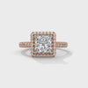 2.57 CT Princess Cut Lab-Grown Diamond Halo Ring with Pavé Band