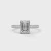 2.24 CT Emerald Cut Lab-Grown Diamond Solitaire Ring with Pavé Band