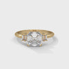 2.31 CT Asscher Cut Lab-Grown Diamond Three-Stone Ring with Emerald Side Stones