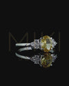 1.31 CTW Fancy Yellow Pear Cut Lab-Grown Diamond Three-Stone Ring